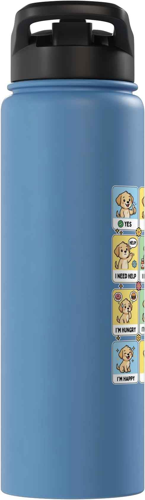 Autism ACC Communication Dog Lovers Kids Cute Autistic Stainless Steel Insulated Water Bottle