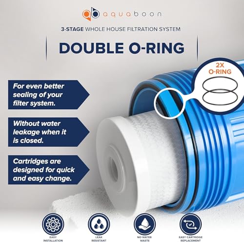 3 Stage Whole House Water Filter System with 5 Micron 10x4.5 House Water Purification 2 Reducing Sediment and Carbon Chlorine Reduction Filter