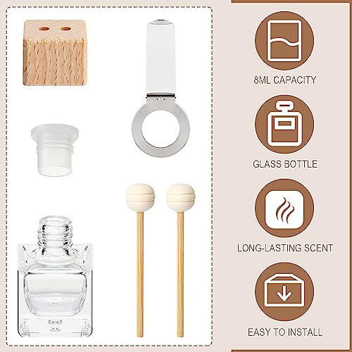 60 Pcs Car Diffuser Bottles Empty Bulk Vent Clip Car Air Freshener Diffuser for Essential Oil Perfume Glass Bottle with Wooden Caps Stick Fragrance Ornament (16 Ounce)