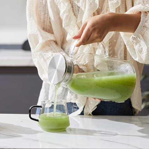 2.4L Heat Resistant Glass Pitcher with Lid