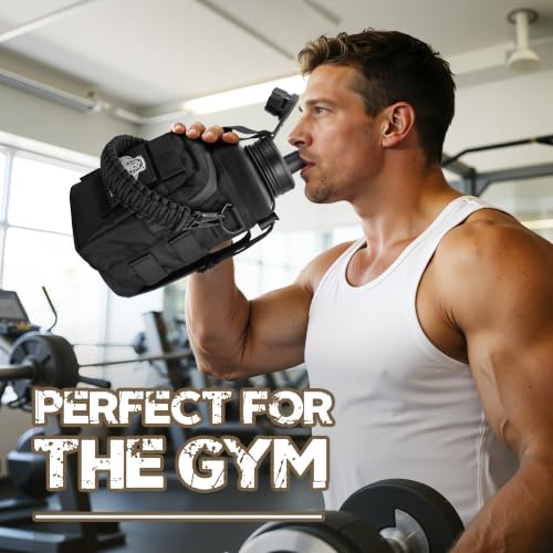 32 oz Tactical Water Bottle with MOLLE Bottle Pouch & 3 Lids