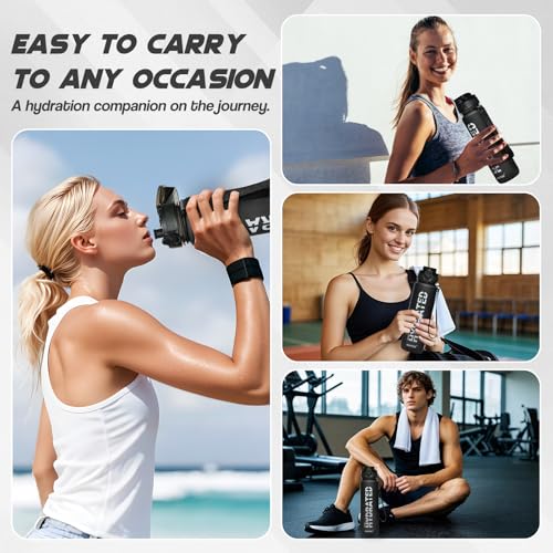 Water Bottle 32 oz Motivational Time Marker Tritan Bottle