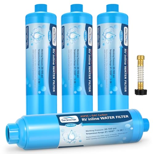 4 pack RV Inline Water Filter with KDF&GAC for Fresh Drinking Water (4 Count)