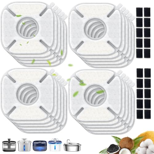 40 Packs Compatible with Veken Pet Cat Water Fountain Filters Replacement