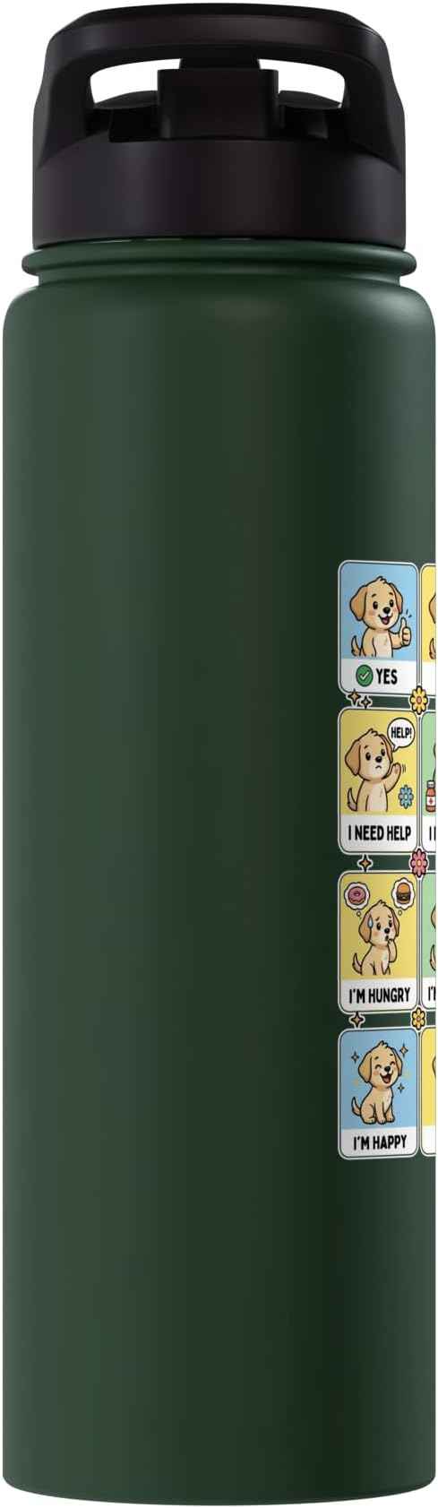 Autism ACC Communication Dog Lovers Kids Cute Autistic Stainless Steel Insulated Water Bottle