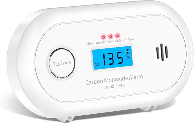 Carbon Monoxide Detector，Portable 10-Year Sealed Battery CO Alarm with LCD Display, CO Detector for Home ，Office and Travel