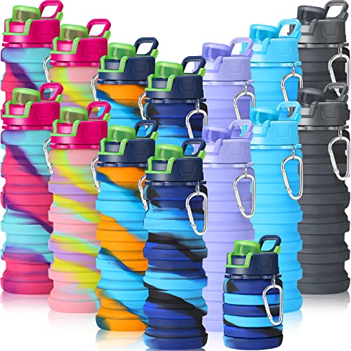 14Pack Collapsible Water Bottles Bulk with Hook17oz (14 Count)