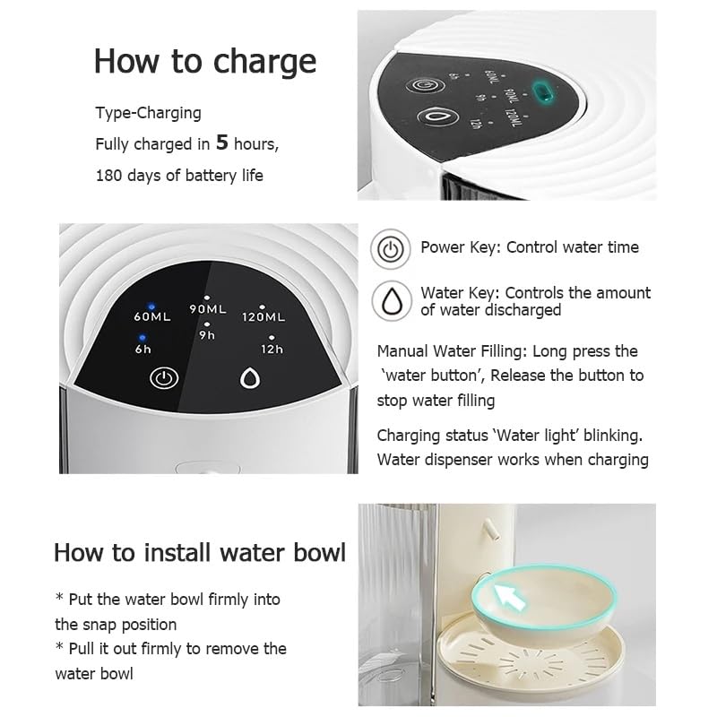 Wireless Cat Water Fountain Cordless No Filters