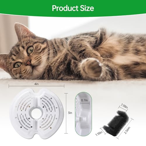 4 Packs Cat Water Fountain Filters for Ultra Silent Cat Fountain 67oz