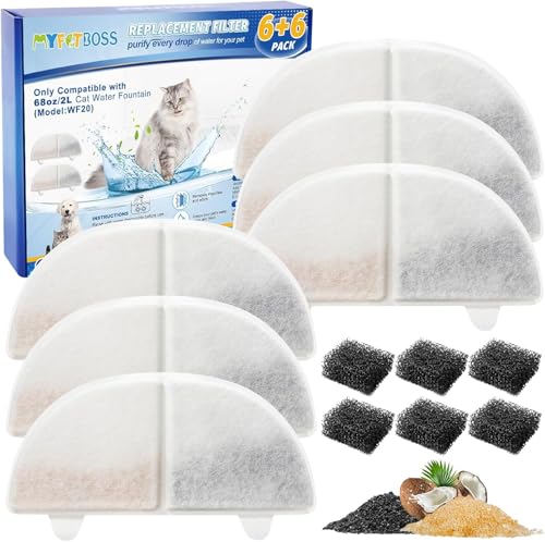 WF20 CF20 Cat Water Fountain Filter Replacement for Wireless Pump (6 Count)