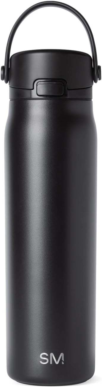 Simple Modern Mesa Sport Water Bottle with Covered Chug Lid | 30oz Cup Holder Friendly Insulated Stainless Steel Bottle for Gym, Sports and Travel | Midnight Black