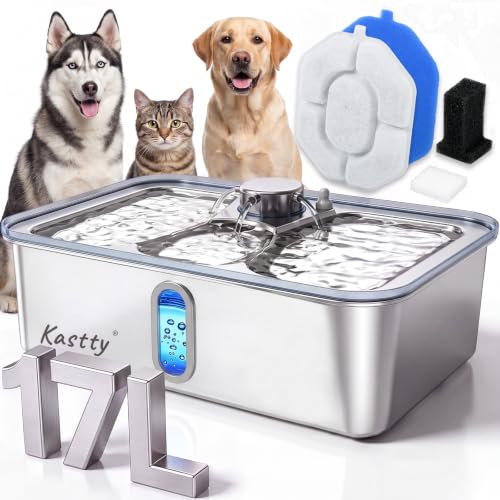 17L 4.5Gal Stainless Steel Dog Water Fountain for Large Dogs