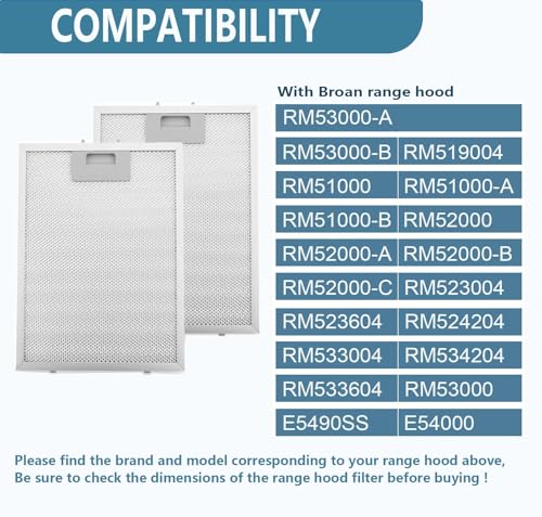 SB08087294 Range Hood Filter Compatible with Broan 11.75" x 9.40" 2 Pack (2 Count)