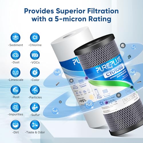 5 Micron 4.5"x10" Whole House Water Filter Combo