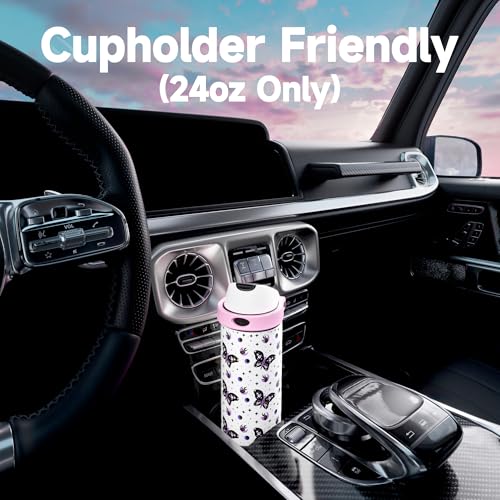 24 oz Insulated Water Bottle with Straw