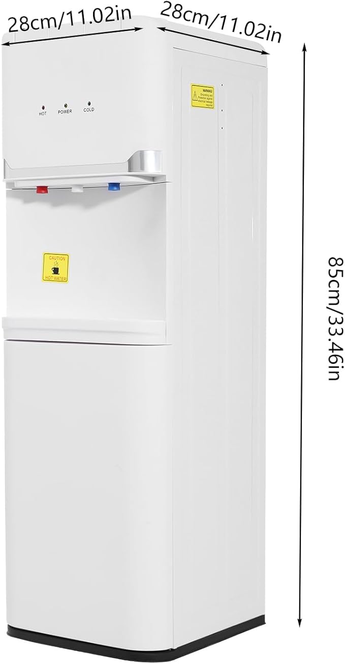 Top Loading Water Dispenser, Water Cooler Dispenser with Double Storage Cabinets, Hot & Cold & Warm Water Dispenser for 5 Gallon Bottles with Child Safety Lock, 50-59 ℉&185-203 ℉