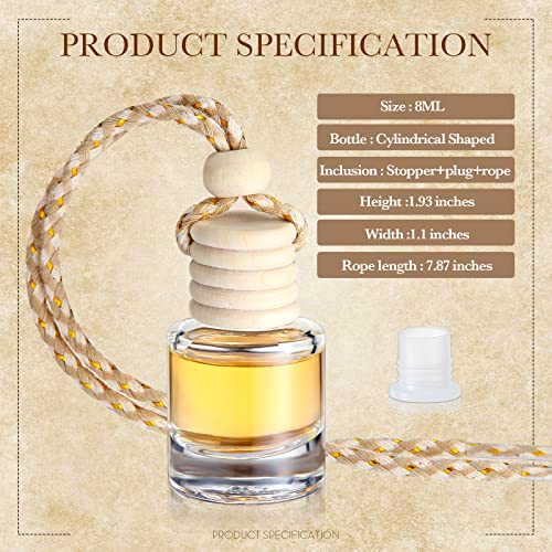 50 Pcs Hanging Car Freshener Car Diffuser Bottles with Wooden Caps Empty Glass Perfume Bottle Freshener Diffuser Bottle Pendant for Essential Oil Fragrance Aromatherapy Ornament (50 Count)