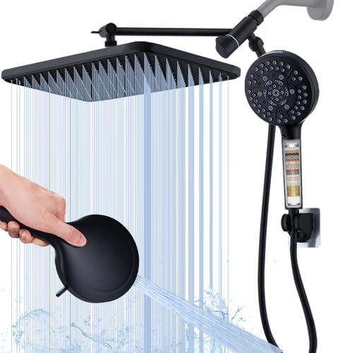 Black Large High Pressure Filtered Shower Head with Handheld