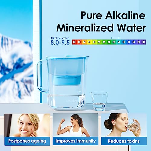 PT-07B-A Alkaline Water Filter Pitcher, 10-Cup, Up to pH 9.5