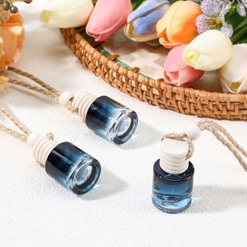 50 Pcs Hanging Car Air Freshener Car Diffuser Bottles Empty Glass Perfume Bottle Freshener Diffuser Bottle Pendant for Essential Oil Fragrance Aromatherapy Bottle Ornament (50 Count)