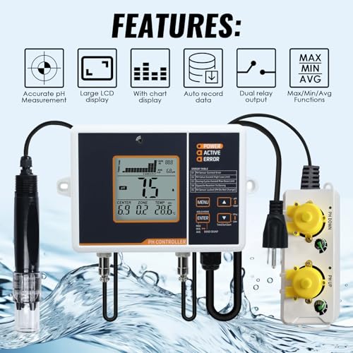 pH Controller with Dual Relay Output & Dosing Pump