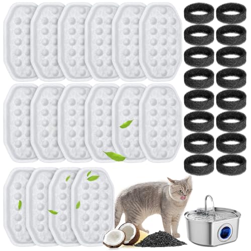 32 Pcs Cat Water Fountain Filters for Rellaty & Neareal Pet Fountains (16 Count)