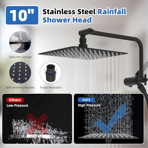 10" Metal Rainfall Shower Head with 10