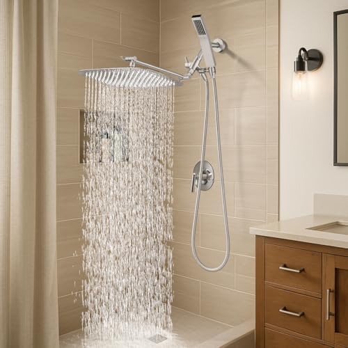 All Metal 16" Rain Shower Head with Handheld for Bathroom Upgrade