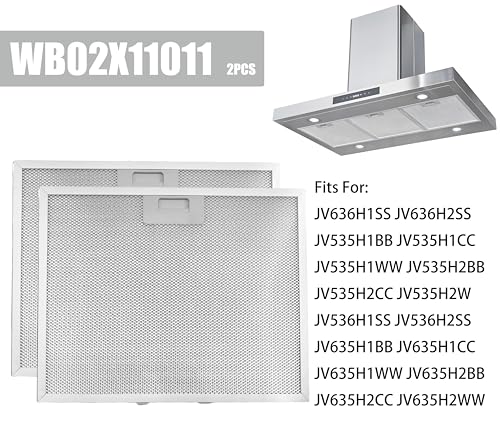 WB02X11011 Range Hood Grease Filter Compatible with GE JV636H1SS JV636H2SS JV536H1SS JV536H2SS JV535H1WW JV635H1BB JV635H2CC 14 (2 Count)