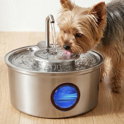 Stainless Steel Cat Water Fountain with Bowl 108oz (108 Fl Oz)