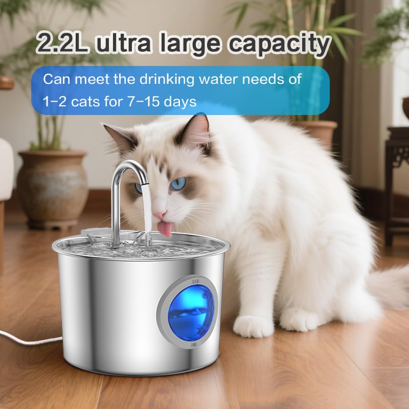 Cat Water Fountain Stainless Steel (74.39 Ounce)