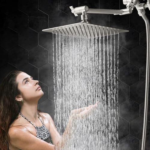 All Metal 10" Dual Square Shower Head Combo