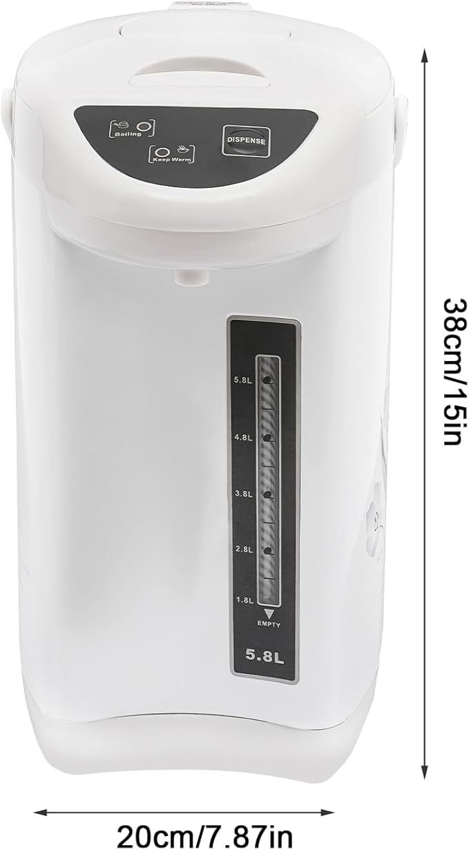 Electric Kettle, 5.8 L/196 Oz Electric Hot Water Urn Pot Dispenser, 304 Stainless Steel Water Boiler Warmer, 110V 750W Multi-Function Smart Kettle with Removable Water Tank for Offices Home (White)