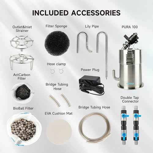 Aquarium External Stainless Steel Canister Filter Kit for 15Gal Tank