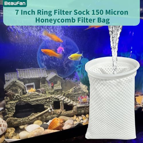 7 Inch 2 Pack 150 Micron Honeycomb Filter Socks for Fish Tank (2 Count)