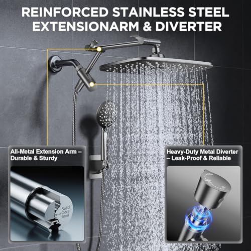 Gunmetal Gray 11.8" High Pressure Shower Head with Handheld