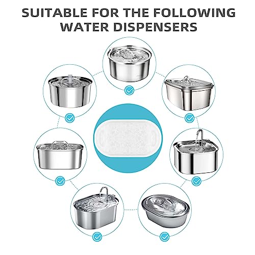 Cat Water Fountain Filter Compatible with Stainless Steel Dispenser (8 Count)