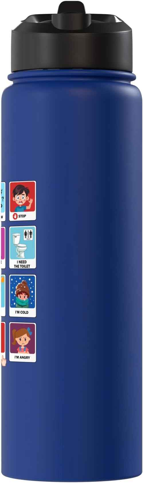Autism Communication Cards Kids Emotions Speech Therapy AAC Stainless Steel Insulated Water Bottle