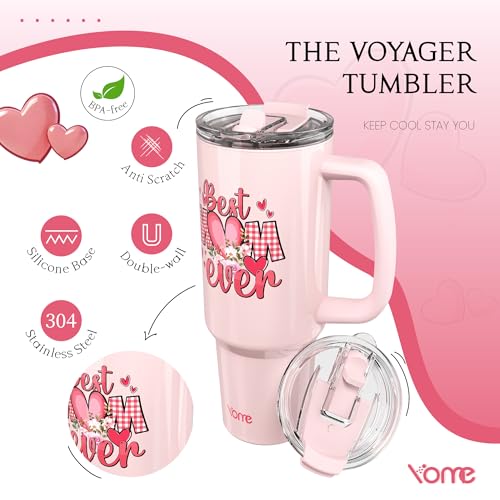 40oz Mom Tumbler with Handle and Flip Straw