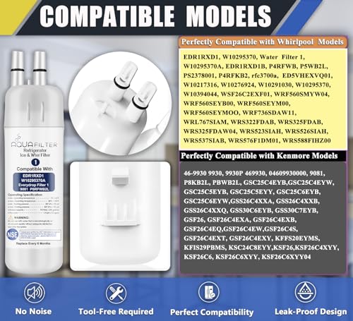 FILTER1 W10295370 A Refrigerator Water Filter Replacement Compatible for EDR1RXD 1 WATER FILTER W10295370 A Refrigerator Models