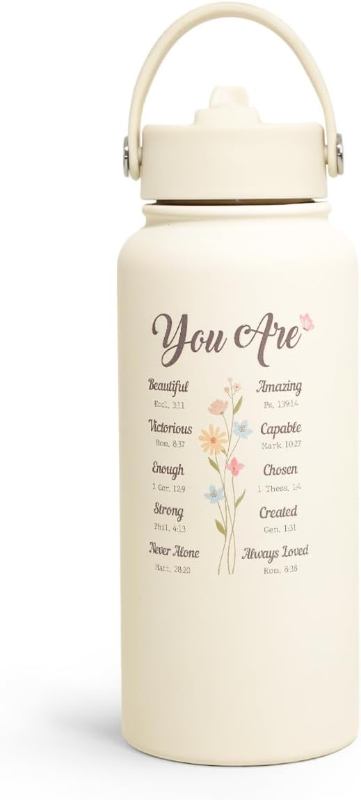 Christian Gifts for Women, Inspiration Water Bottle 32oz Stainless Steel Insulated with Lid, Religious Gifts for Mom Friends Ladies on Birthday Mother's Day Christmas