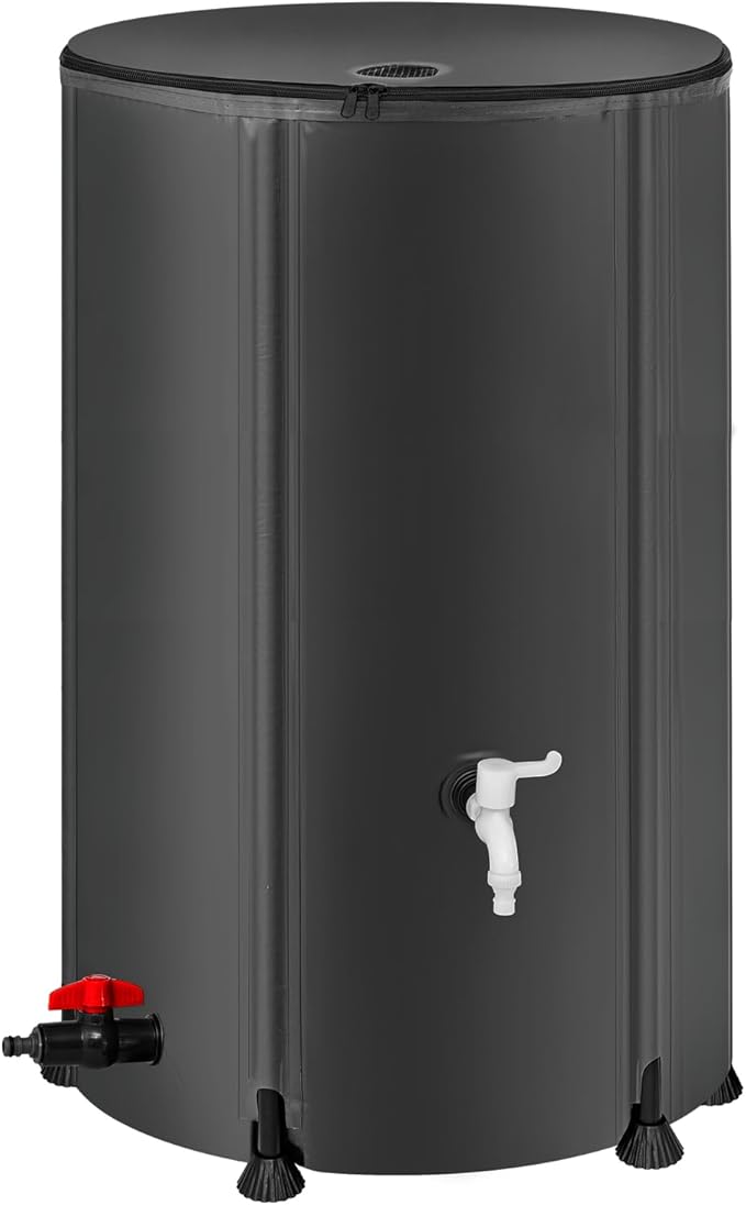 Collapsible Rain Barrel Water Storage Containers-100 Gallon Portable Rainwater Collect System Water Tank to Collect Rainwater from Gutter Downspout Water Catcher with Spigots,Filter＆Overflow Kits