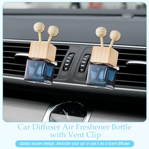 100 Pcs Car Diffuser Bottles Empty Bulk Vent Clip Car Air Freshener Diffuser for Essential Oil Perfume Glass Bottle with Wooden Caps Stick Fragrance Ornament (27.05 Ounce)