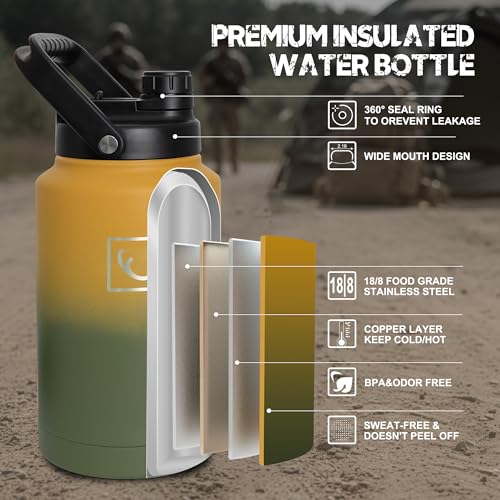 128oz 1 Gallon Tactical Water Bottle with MOLLE Bottle Pouch