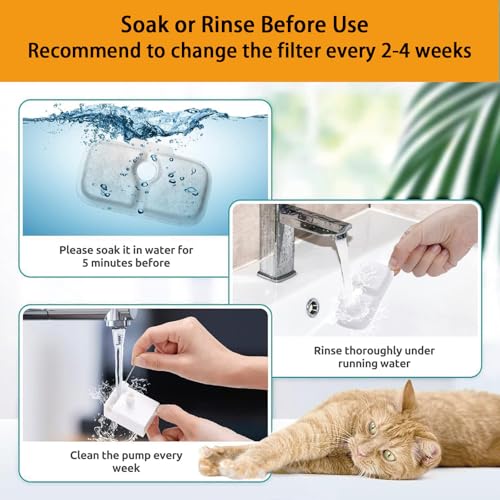 24 Packs Cat Water Fountain Filter Replacement Compatible with Petlibro