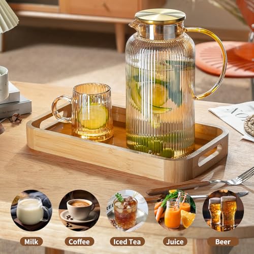 2 PACK Glass Pitcher with Lid