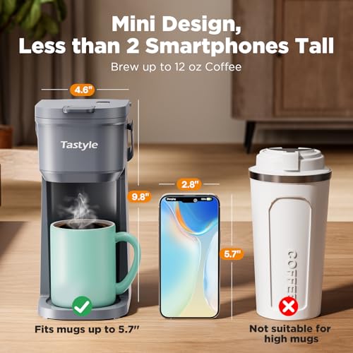 Mini Single Serve Coffee Maker for K Cups and Grounds with Handle