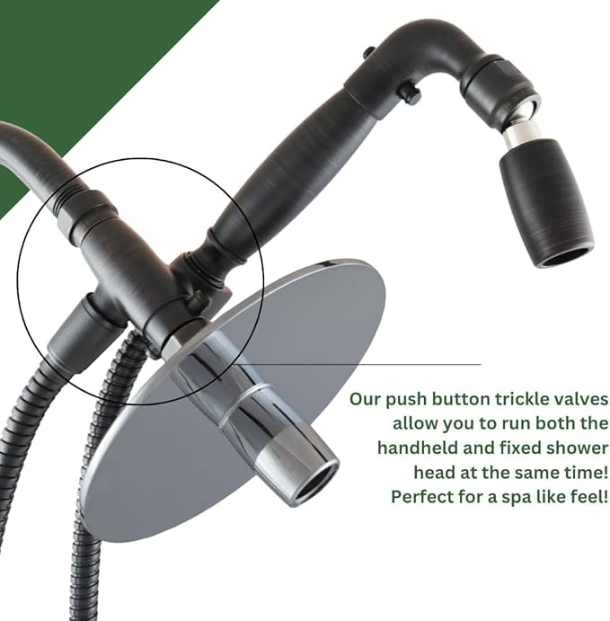 High Sierra® - Solid Lead-Free Metal 4-Way Combo with GEN 3 REFLECTIONS™ Fixed and Handheld Shower Head with Hose. Run Separately or Both at Full Flow - 1.8 GPM per Shower Head - Oil Rubbed Bronze
