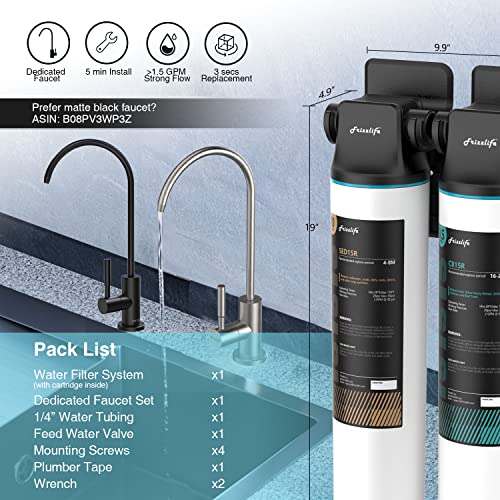 DW15F Under Sink Water Filter System with Brushed Nickel Faucet