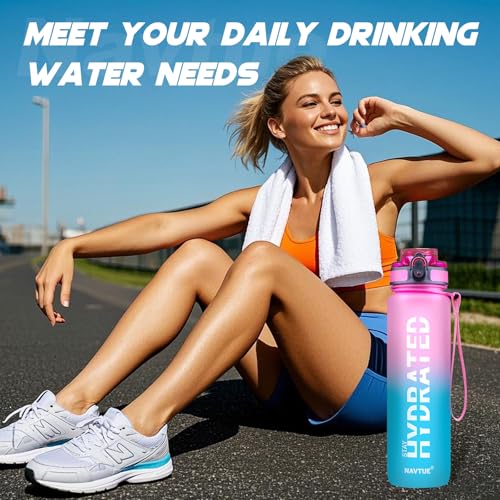 Water Bottle 32 oz Motivational Time Marker Tritan Bottle